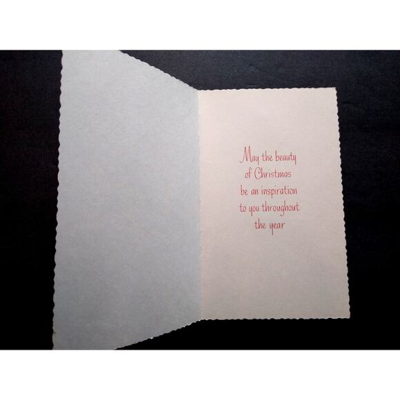 Mid Century Mod Christmas Greeting Card Glitter Candle On Earth Good Will Peace - Picture 3 of 5